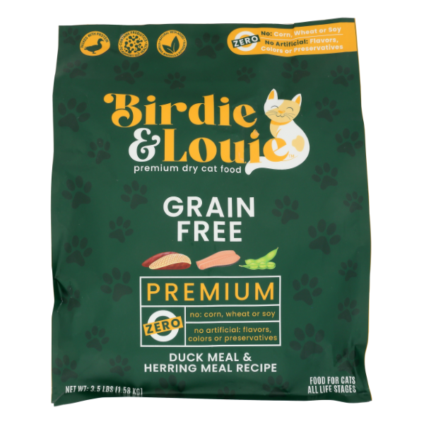Birdie And Louie Food Cat Dry Duck Herrng - 3.5 Pound