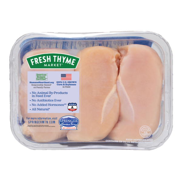 Fresh Thyme Antibiotic Free Boneless Skinless Chicken Breasts - 1.7 Pound