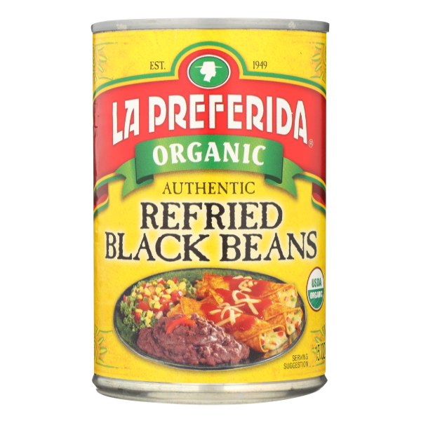 La Preferida Organic Refried Black Beans - 15 Ounce