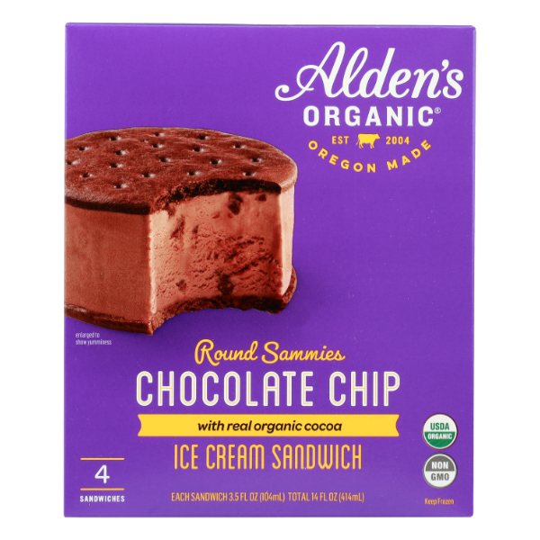 Alden's Organic Chocolate Chip Ice Cream Sandwiches - 14 Fluid ounce