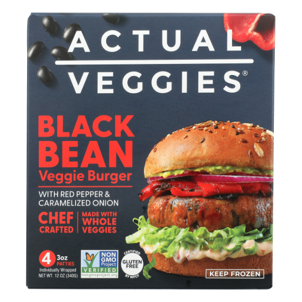 Actual Veggies Black Bean Veggie Burgers 4ct - 12 Ounce