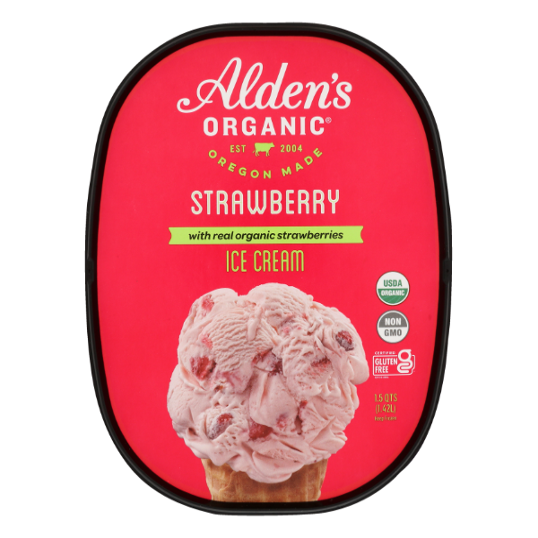 Alden's Organic Strawberry Ice Cream - 48 Fluid ounce