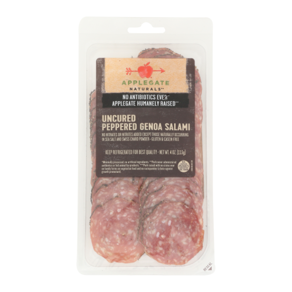 Applegate Ag Nat Peppered Genoa Salami Sl - 4 Ounce