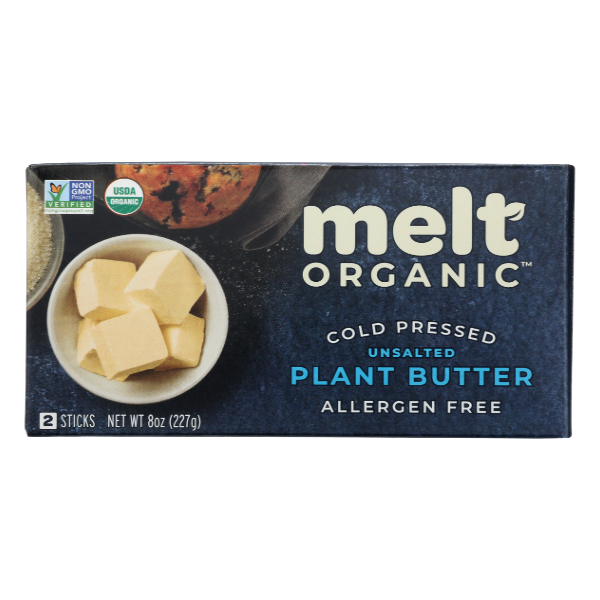 Melt Organic Plant-based Unsalted Butter Sticks - 8 Ounce
