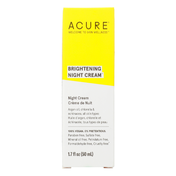 Acure Brilliantly Brightening Night Cream With Argan Stem Cell + Chlorella - 1.7 Ounce