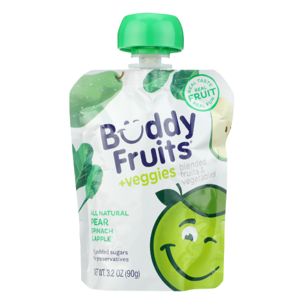 Buddy Fruits + Veggies All Natural Spinach Pear & Apple Pouch - 3.2 Ounce