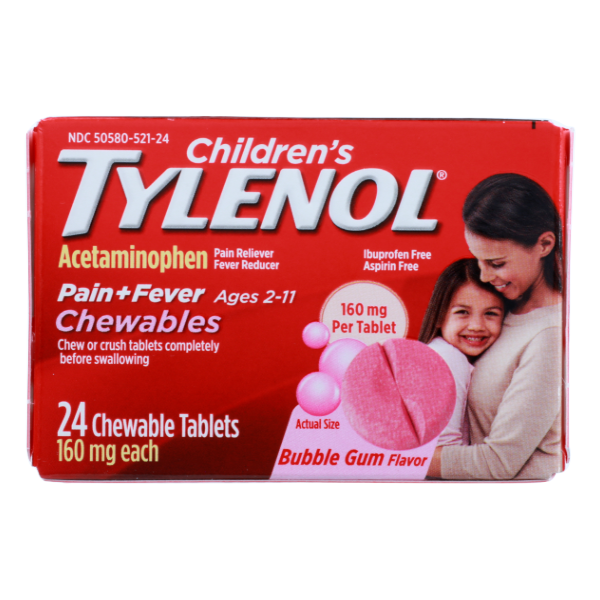 Tylenol Children's Pain & Fever Bubble Gum Flavor Chewables - 24 Each