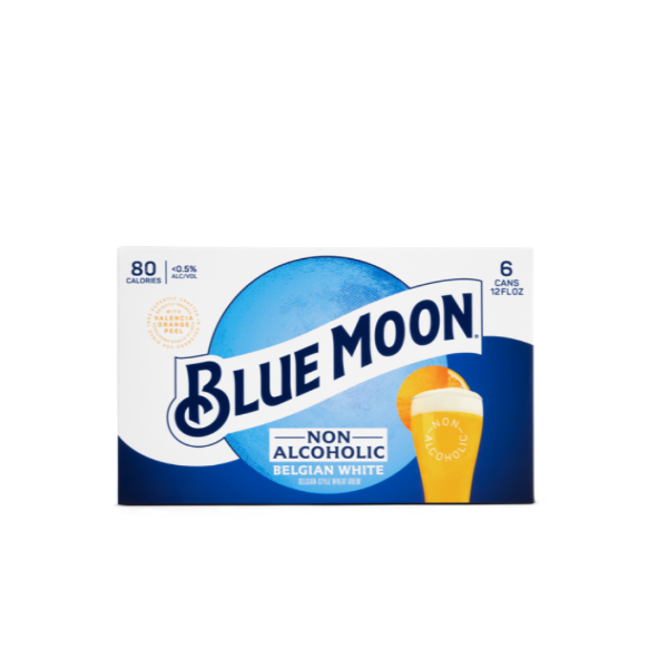 Blue Moon Non-alcoholic Belgian White 6 Pack - 12 Fl Oz Cans - 72 Fluid ounce