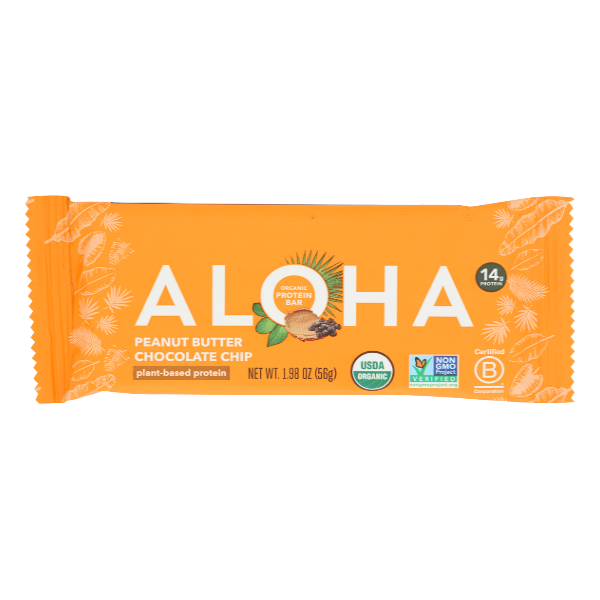 Aloha Organic Peanut Butter Chocolate Chip Plant Based Protein Bar - 1.98 Ounce