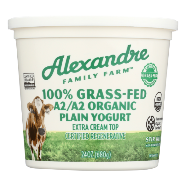 Alexandre Family Farm 100% Grass-fed A2 Organic Plain Yogurt - 24 Ounce