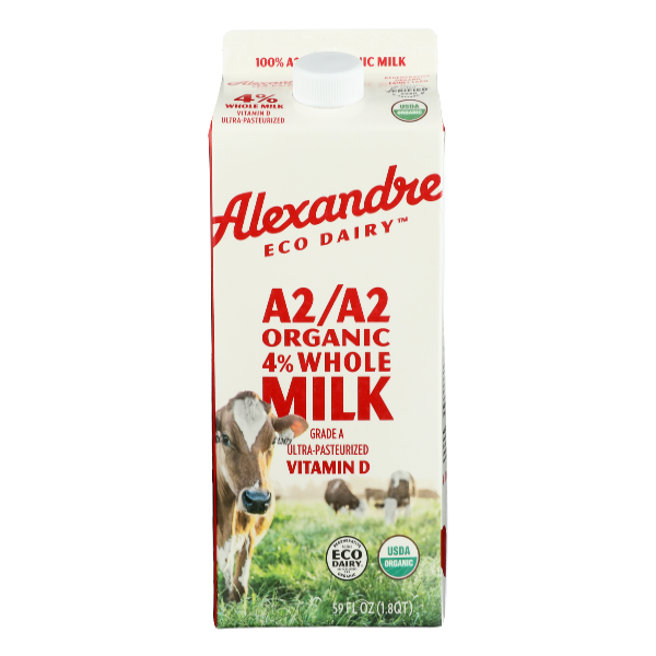 Alexandre Eco Dairy A2 Organic Whole 4% Milk - 59 Fluid ounce