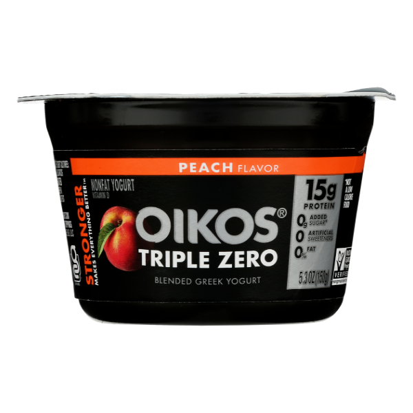 Oikos Triple Zero Peach Greek Yogurt - 5.3 Ounce