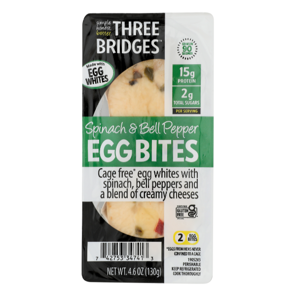 Three Bridges Spinach & Bell Pepper Egg Bites - 4.6 Ounce