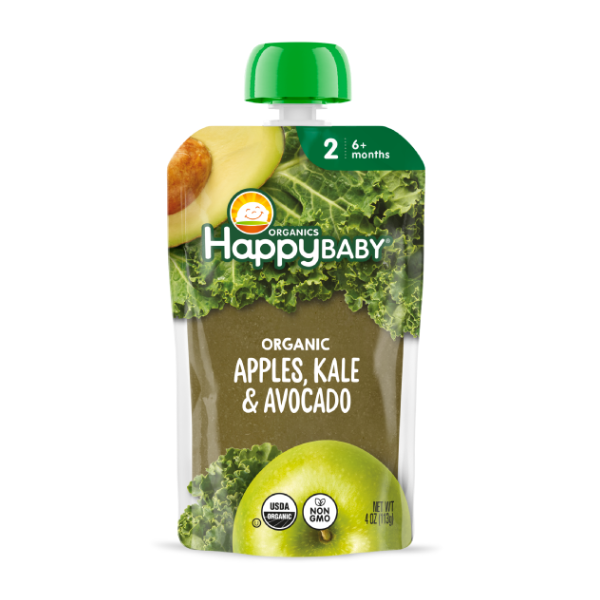 Happy Baby Organic Apples Kale & Avocado Stage 2 Baby Food Pouch - 4 Ounce