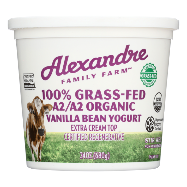 Alexandre Family Farm 100% Grass-fed A2 Organic Vanilla Yogurt - 24 Ounce