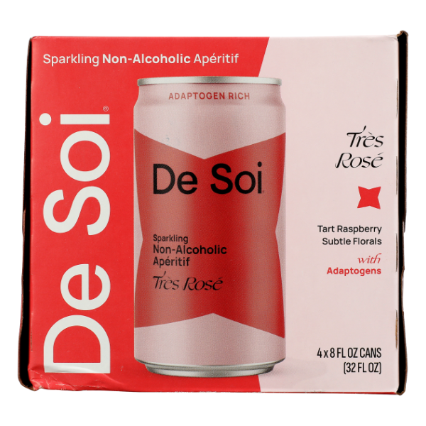 De Soi Sparkling Non-alcoholic Aperitif Tres Rose 4 Pack - 8 Fl Oz Cans - 32 Fluid ounce