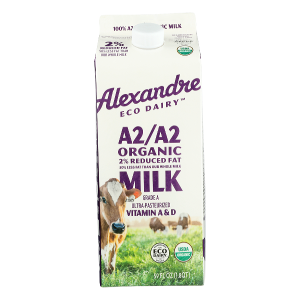 Alexandre Eco Dairy A2 Organic Reduced Fat 2% Milk - 59 Fluid ounce