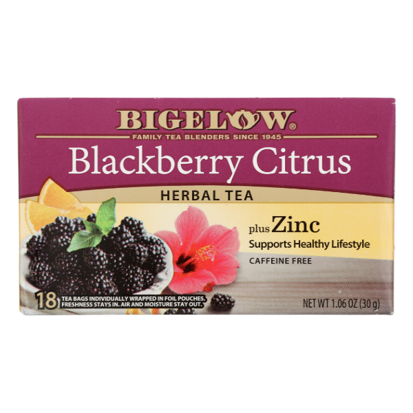 Bigelow Blackberry Citrus Caffeine Free Herbal Tea 18ct - 1.06 Ounce