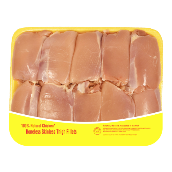 All Natural Chicken Boneless Skinless Thighs Family Pack - 4 Pound