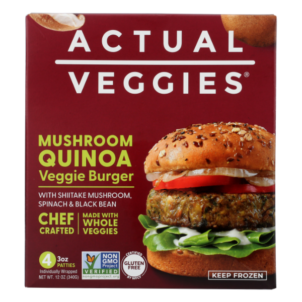Actual Veggies Mushroom Quinoa Veggie Burgers 4ct - 12 Ounce