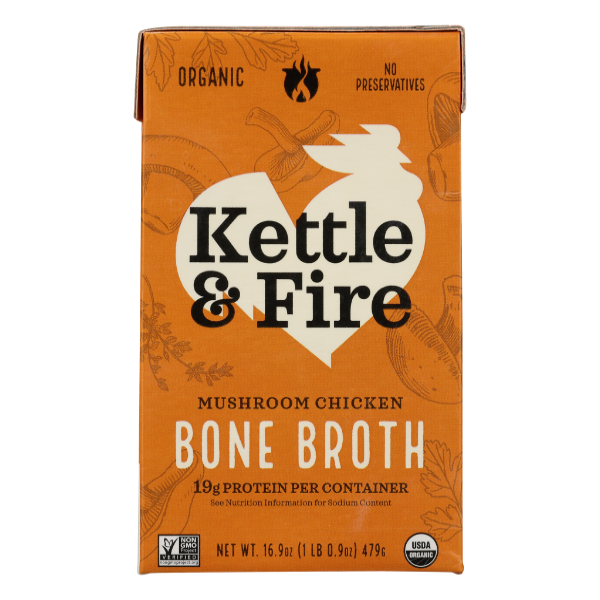 Kettle & Fire Mushroom Chicken Bone Broth - 16.9 Fluid ounce