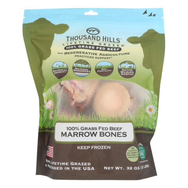 Thousand Hills Grass Fed Beef Marrow Bones - 32 Ounce