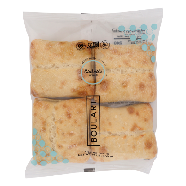 Boulart Ciabatta Burger Buns 4pk - 3.5 Ounce