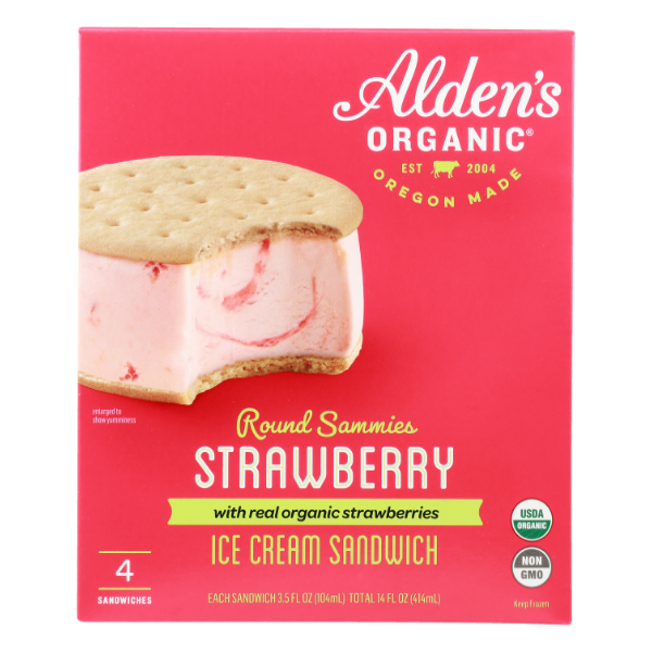 Alden's Organic Strawberry Ice Cream Sandwiches - 14 Fluid ounce