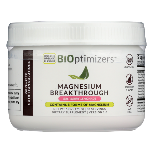 Bioptimizers Magnesium Breakthrough Powder Raspberry Lemonade Flavor 30 Servings - 6 Ounce