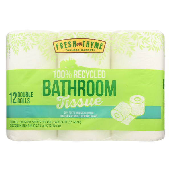 Fresh Thyme 100% Recycled Bathroom Tissue 12pk - 12 Each