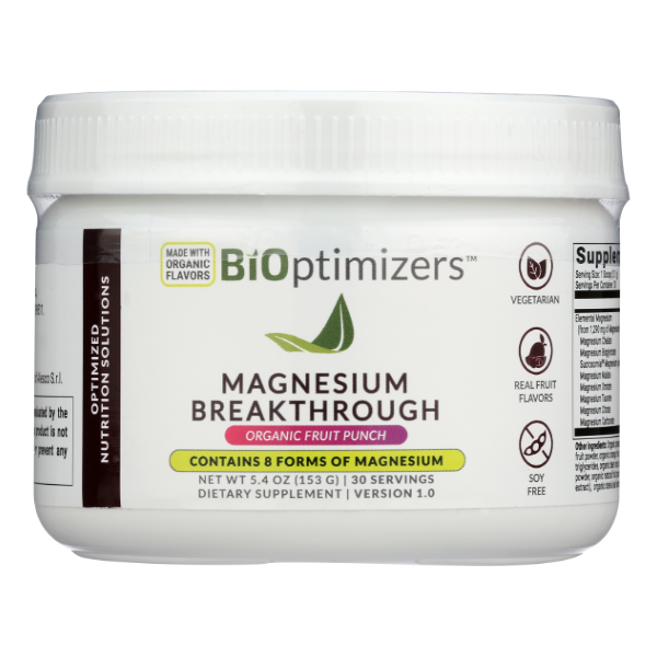 Bioptimizers Magnesium Breakthrough Powder Fruit Punch Flavor 30 Servings - 5.4 Ounce