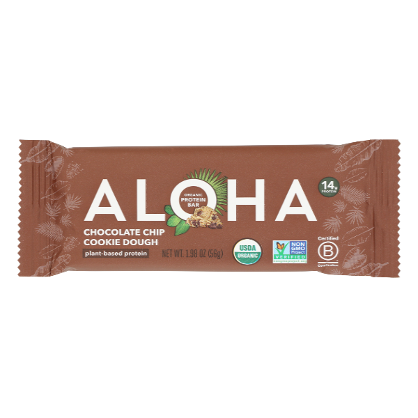 Aloha Organic Chocolate Chip Cookie Dough Plant Based Protein Bar - 1.98 Ounce
