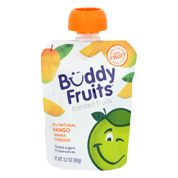 Buddy Fruits All Natural Mango Banana & Passion Blended Fruits Pouch - 3.2 Ounce