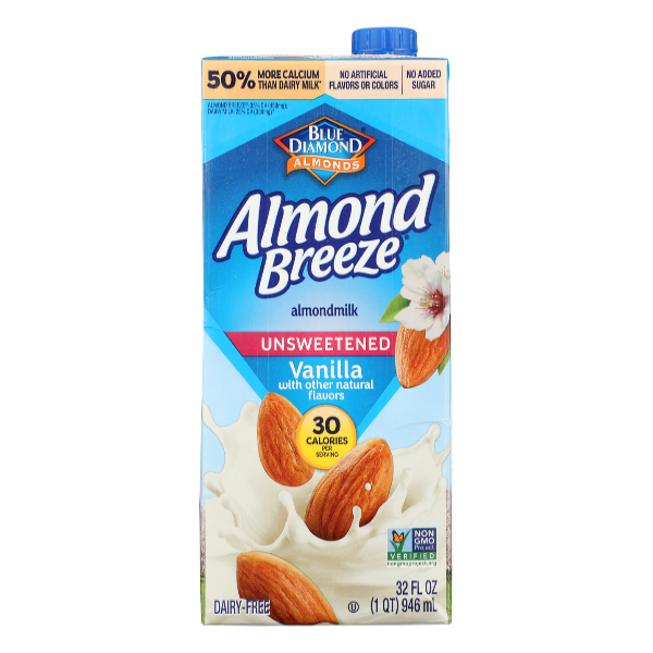 Blue Diamond Almond Breeze Unsweetened Vanilla Almond Milk - 32 Fluid ounce