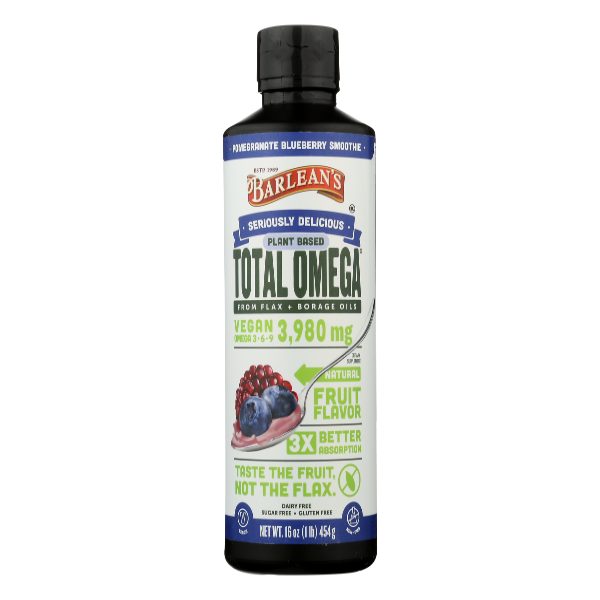 Barlean's Plant-based Vegan Total Omega 3980mg Pomegranate Blueberry Smoothie - 16 Fluid ounce
