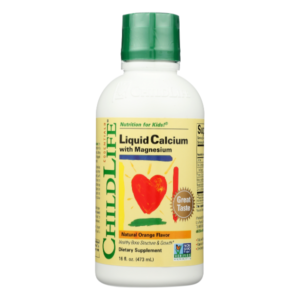 Child Life Essentials Orange Flavor Calcium With Magnesium Liquid Dietary Supplement - 16 Ounce