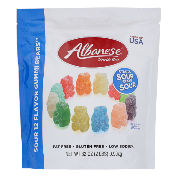 Albanese 12 Flavor Sour Gummi Bears - 32 Ounce