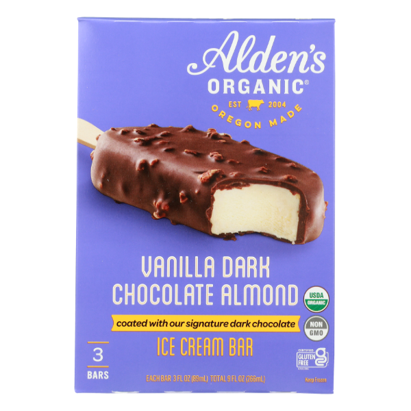 Alden's Organic Pure Delight Vanilla Dark Chocolate Almond Ice Cream Bars - 9 Fluid ounce