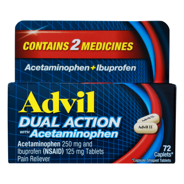 Advil Dual Action With Acetaminophen + Ibuprofen Caplets - 72 Each