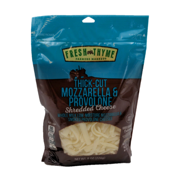 Fresh Thyme Thick Cut Shredded Mozzarella & Provolone Cheese - 8 Ounce