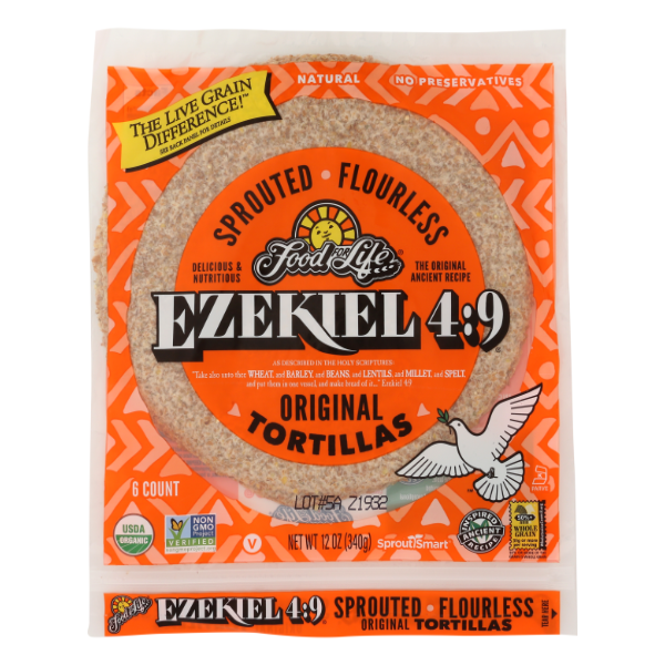 Food For Life Ezekiel 4:9 Flourless New Mexico Style Sprouted Grain Tortillas - 12 Ounce