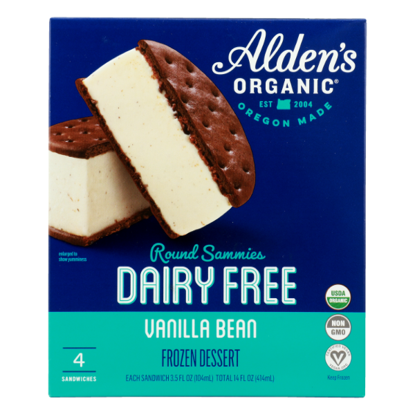Alden's Organic Dairy Free Vanilla Bean Ice Cream Sammies - 14 Fluid ounce