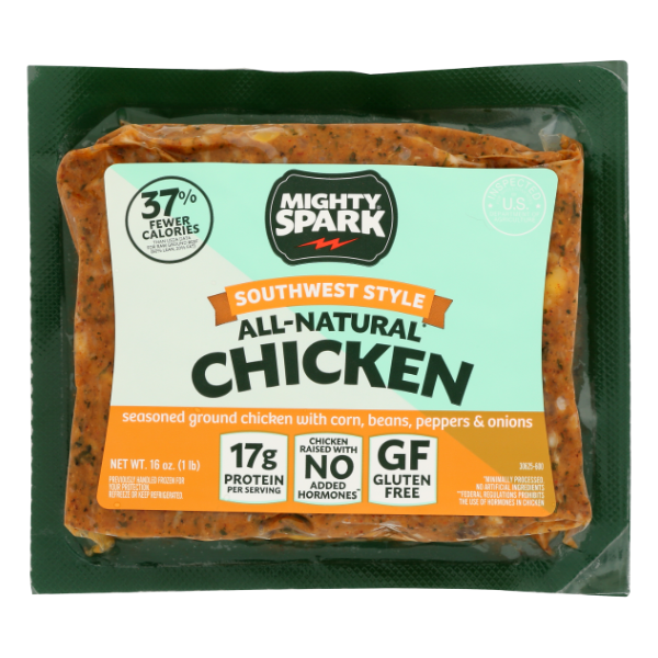Mighty Spark All Natural Southwest Seasoned Ground Chicken - 16 Ounce