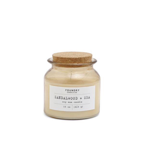Foundry Candle Co Sandalwood + Sea Soy Wax Candle - 15 Ounce
