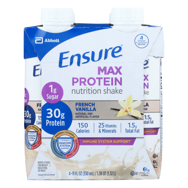 Ensure Max Protein French Vanilla Nutrition Shake 4pk - 44 Ounce