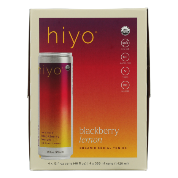 Hiyo Non-alcoholic Social Blackberry Lemon Functional Seltzer Tonic 4 Pack - 12 Fl Oz Cans - 48 Fluid ounce