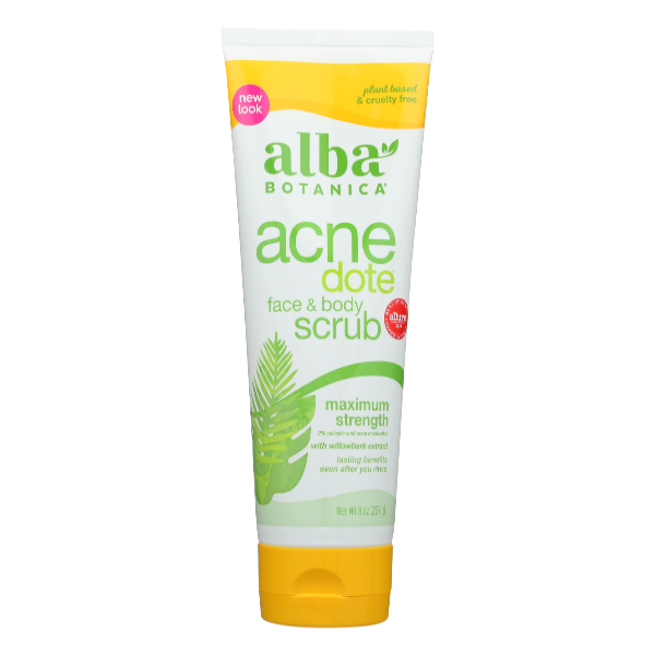Alba Botanica Acne Dote Maximum Strength Face & Body Scrub - 8 Ounce