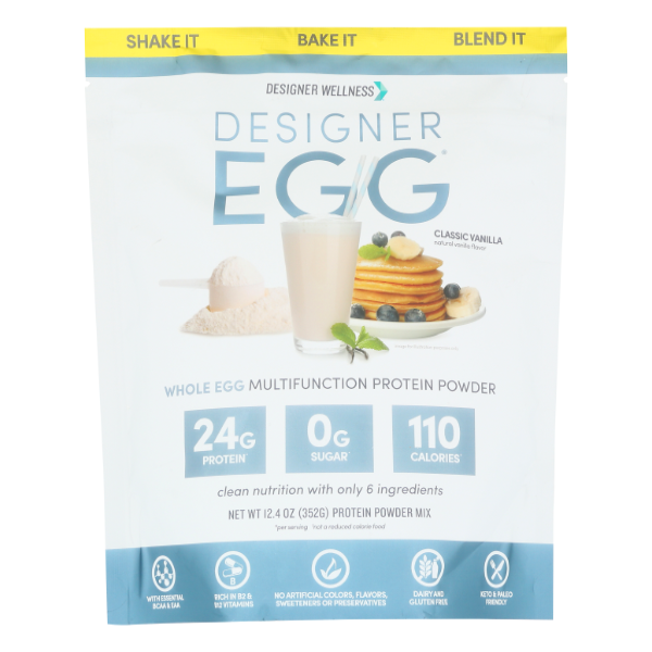 Designer Protein Totally Egg Vanilla Egg Whites & Yolk Protein - 12.4 Ounce